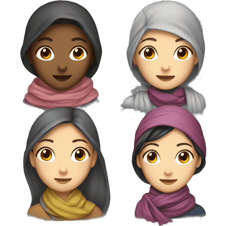 Asian girls wearing scarves emoji