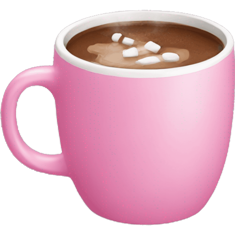 pink mug with hot chocolate emoji