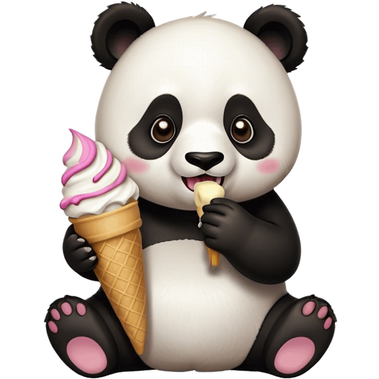 Panda eating ice cream emoji