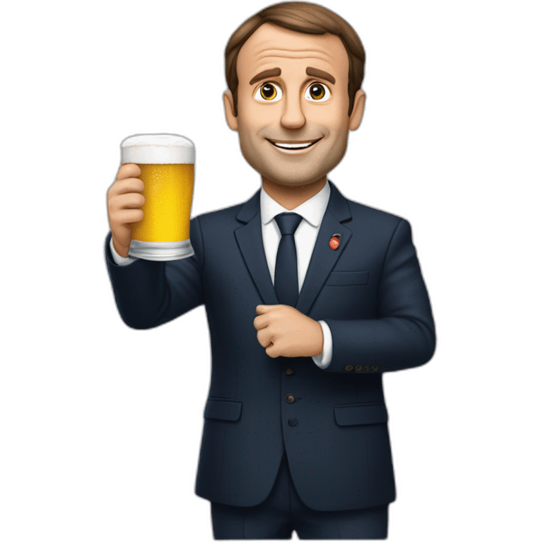 Macron avec une bierr dans la main emoji