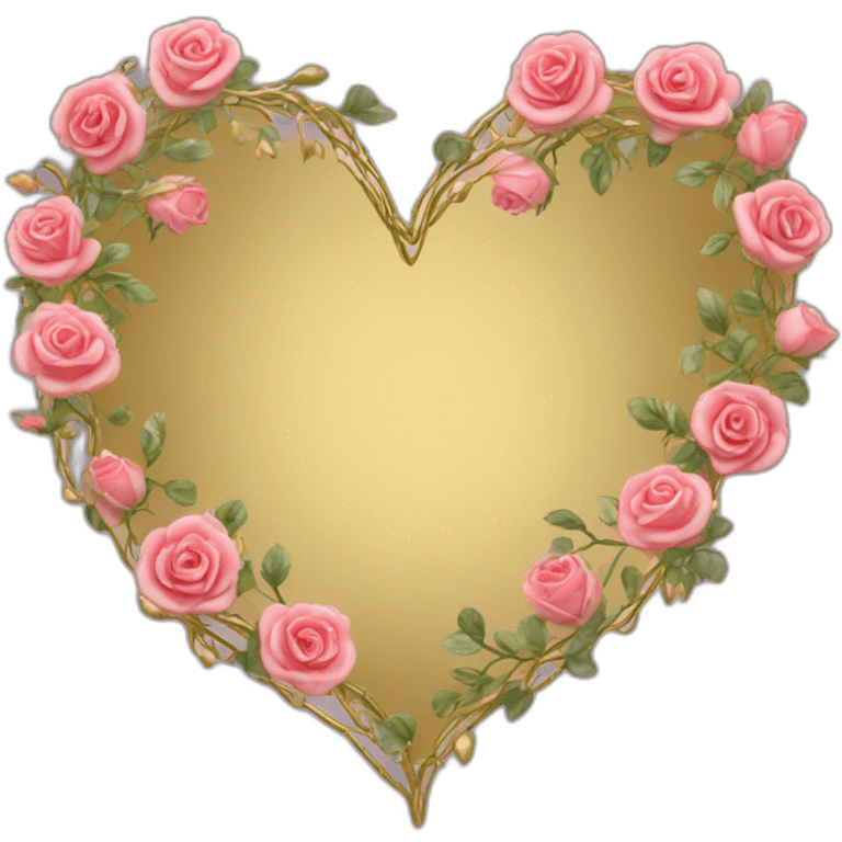 heart shape gold vine with roses border emoji