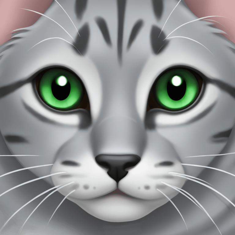 Face of bengal gray silver cat with esmerald ligth eyes emoji