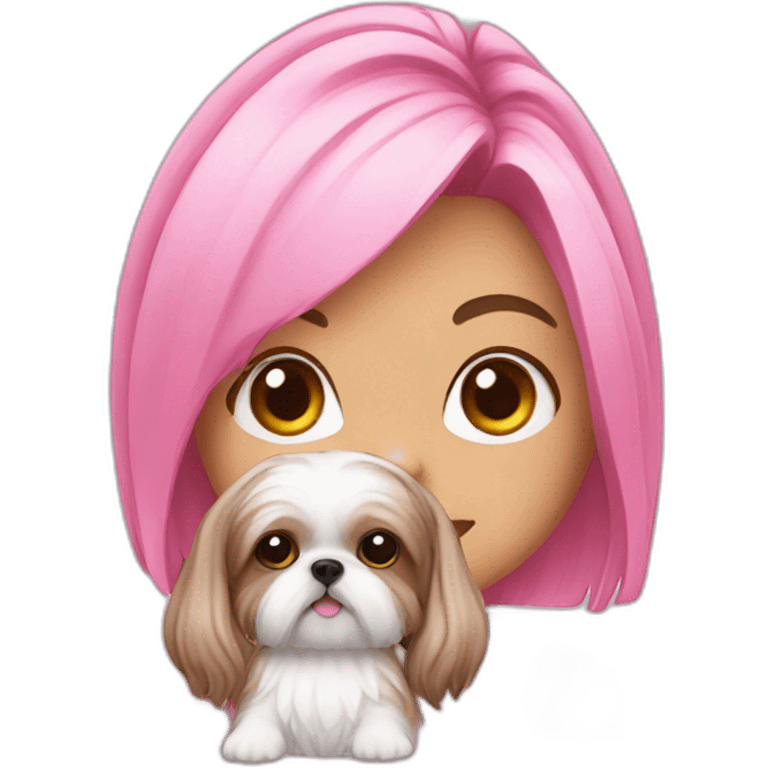 pink girly with shihtzu  emoji