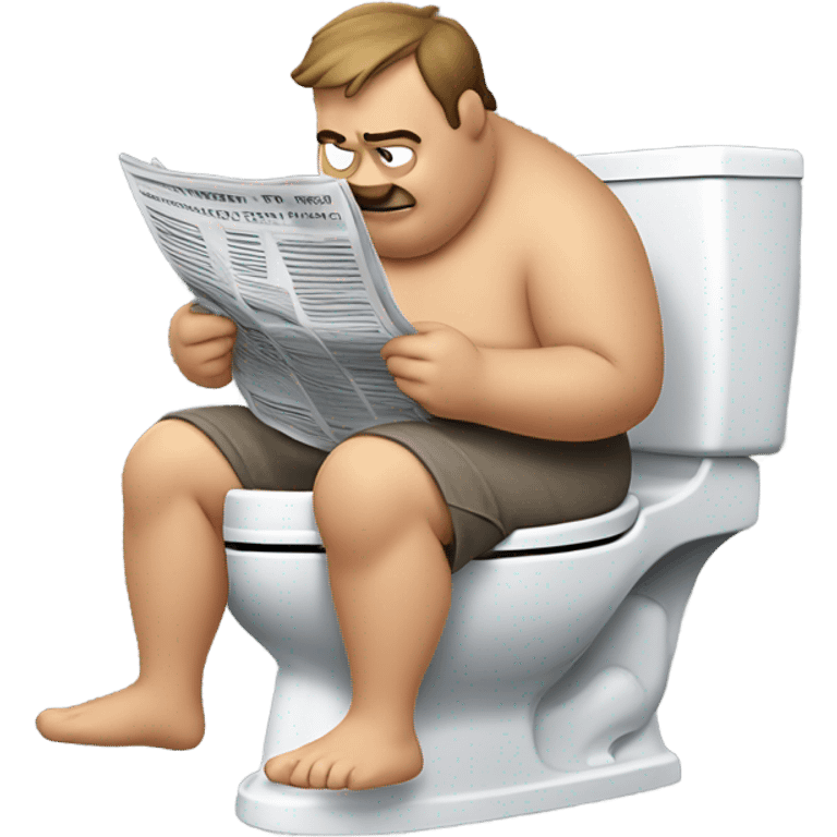 fat guy sitting on toilet reading newspaper no pants emoji