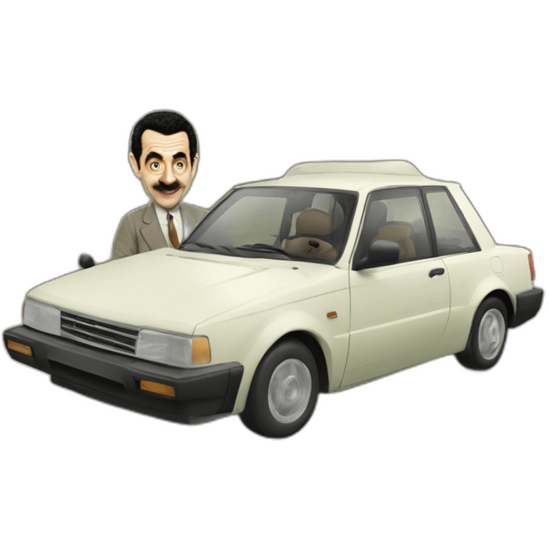 Borat driving mr. Bean's car emoji