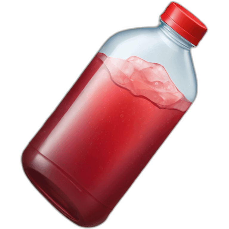 The bottom half of a plastic bottle cut in half containing a reddish beverage inside. emoji