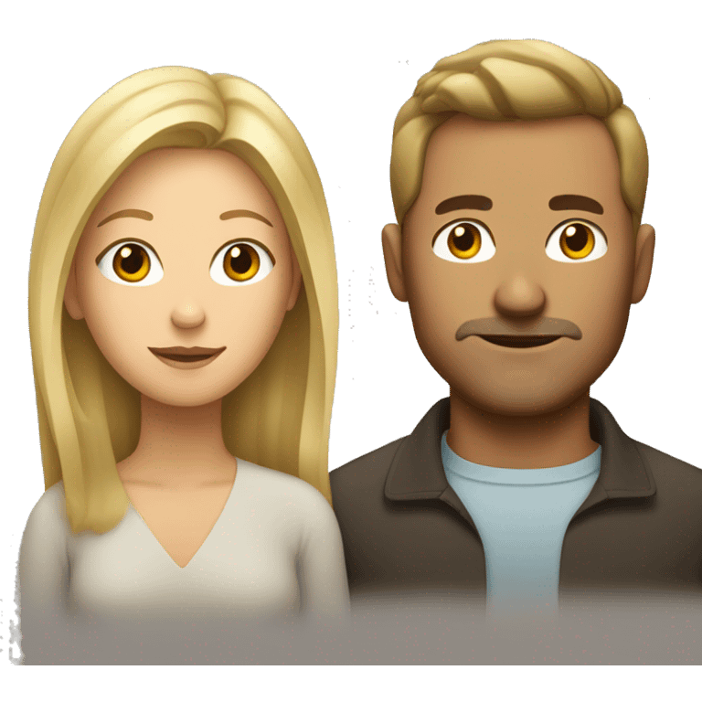 blonde woman glassed and brown-haired man emoji