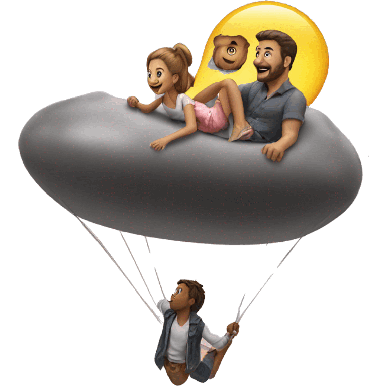 Man floating up i thesky while girl on earth watches emoji