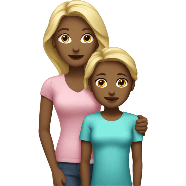 Blonde mother with slightly dark skin and her adult daughter with brown hair emoji