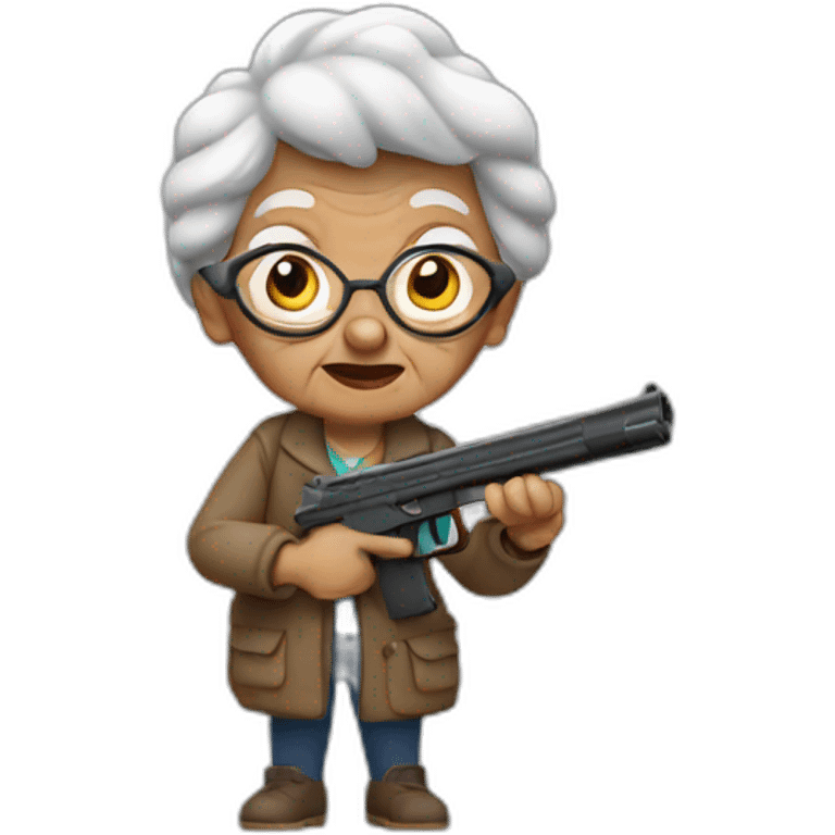 Grandma with a gun emoji