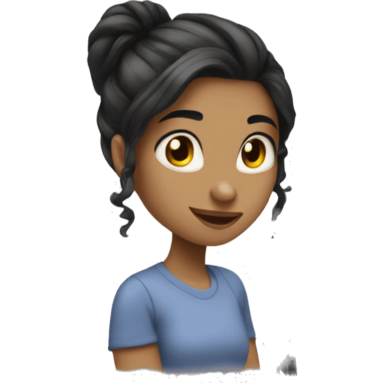 girl with long dark hair styled with a dyson emoji