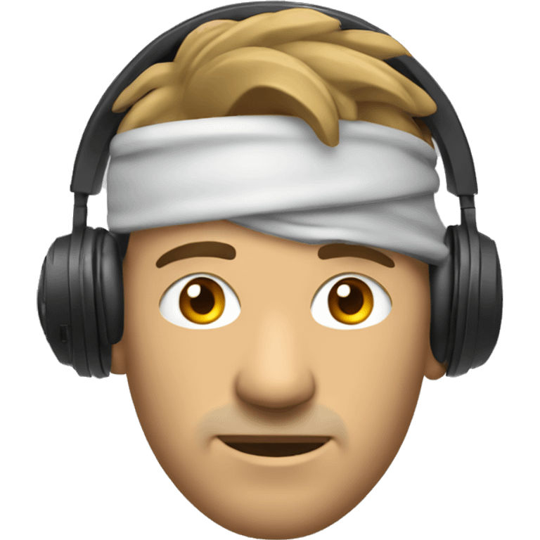 A man with wolf cut wiring headphones  emoji