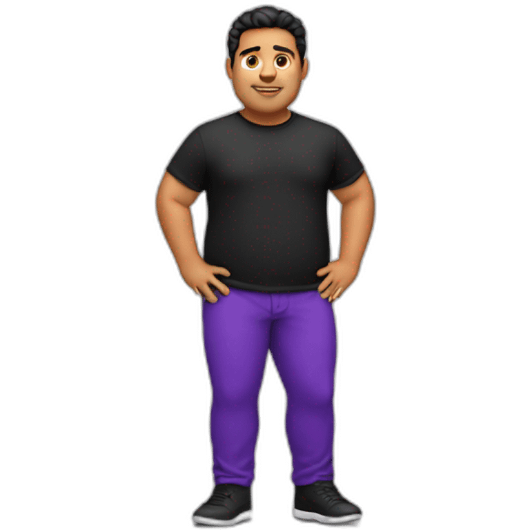 Fat latino Guy with red pants and purple shoes and black shirt emoji