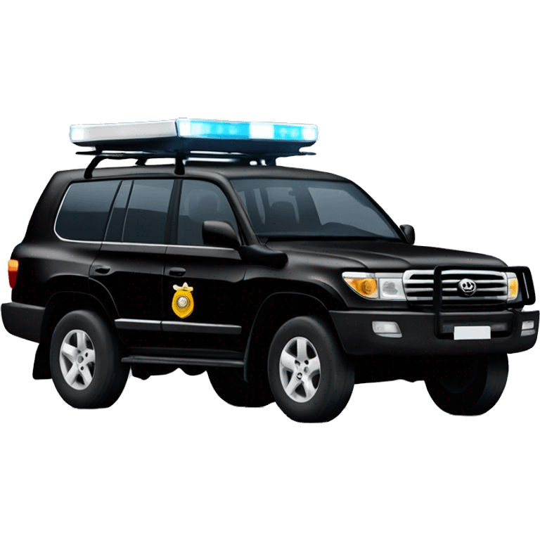 black toyota land cruiser with activated little police lights emoji