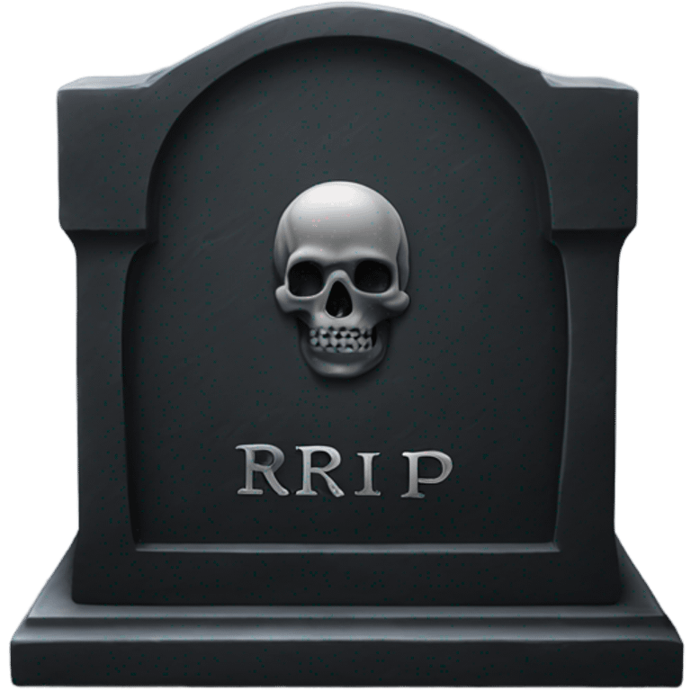 a black grave with the inscription R i P in silver emoji