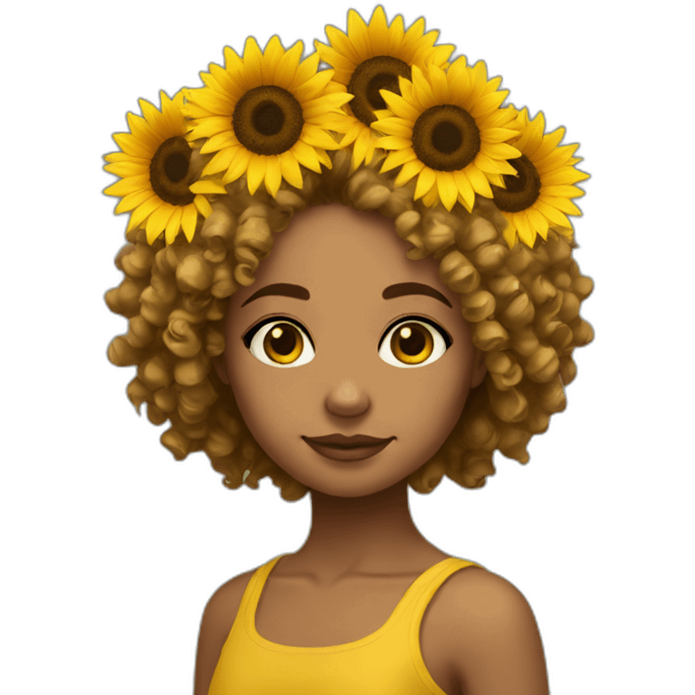 sunflower crown girl curly hair emoji