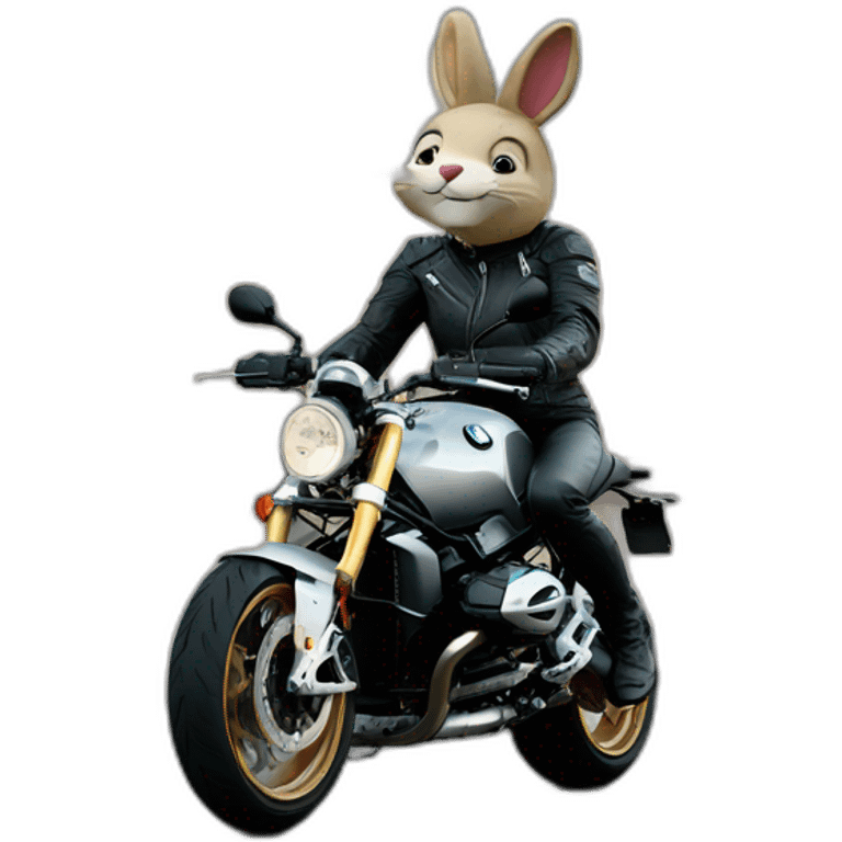 Biker bunny on bmw ninet emoji