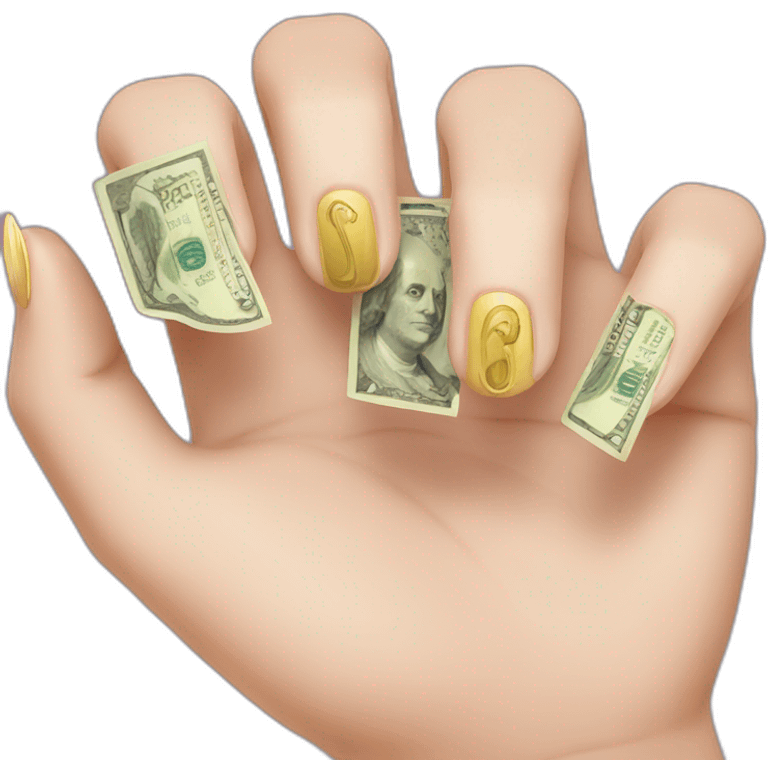 Nails with money emoji