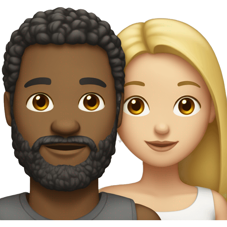 Couple black man with beard and light skinned woman emoji