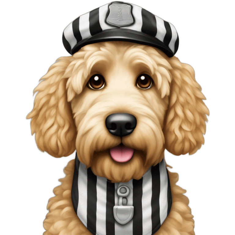 Golden doodle in a jail uniform  emoji