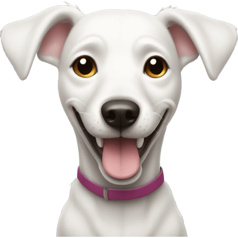 skinny smiling white dog  emoji