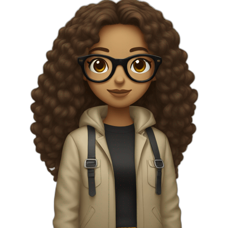 dr.martens black on a girl with brown long hair and glasses emoji