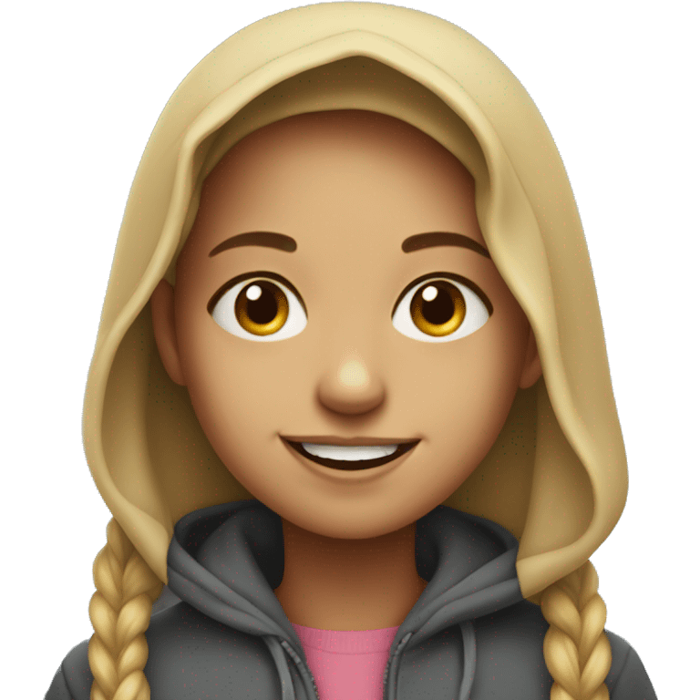 smiling girl in hoodie portrait emoji