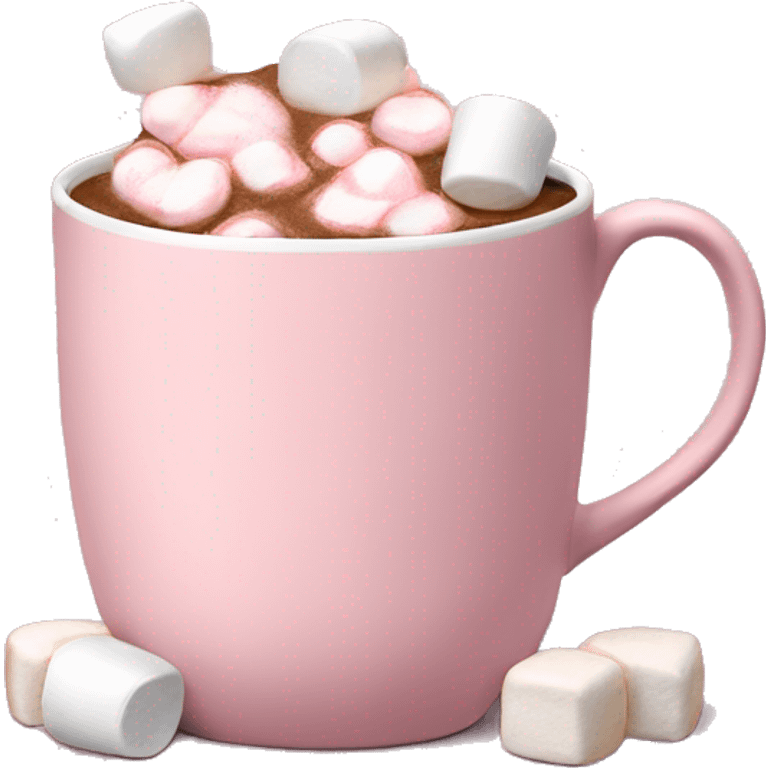 Light Pink mug of hot chocolate with marshmallows  emoji