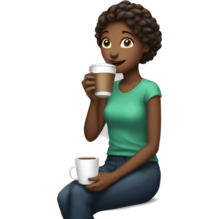 Girl drinking coffe emoji