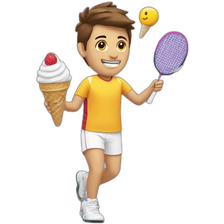 Badminton player with ice cream  emoji