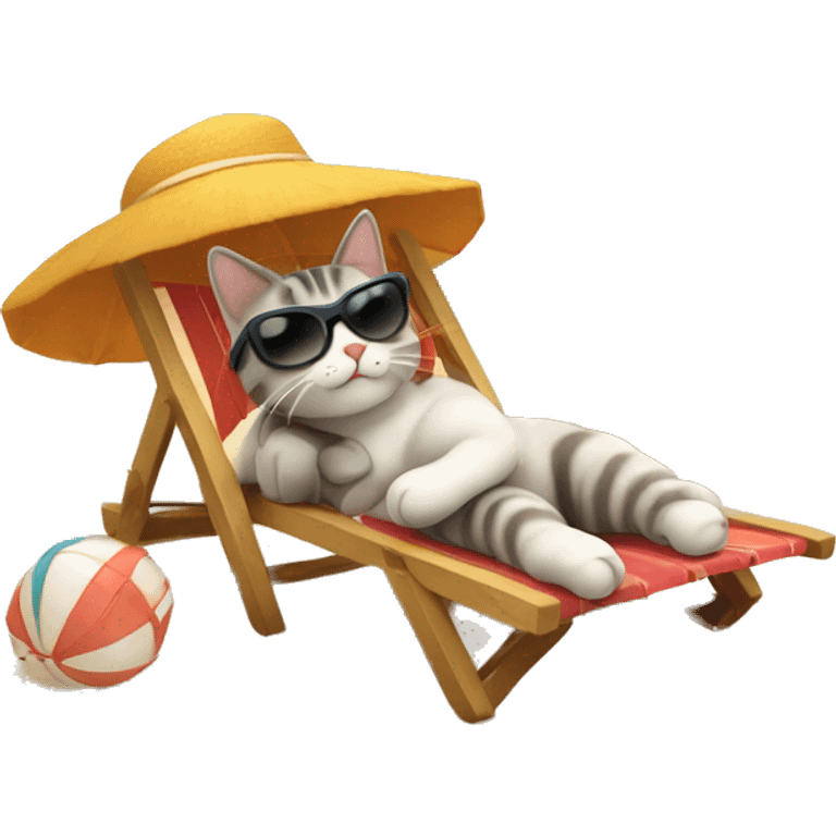 gato de vacaciones en la playa  emoji