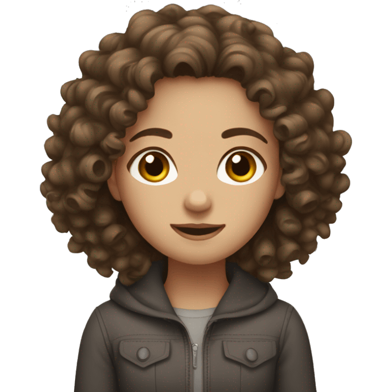 girl with brown curly hair and grey eyes emoji