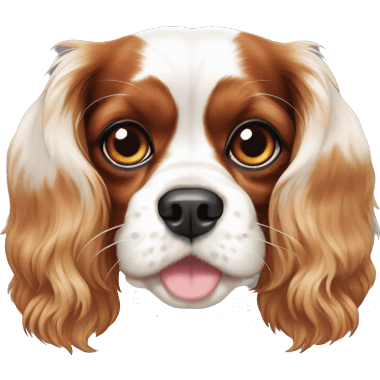 Cavalier King Charles spaniel ruby and white emoji