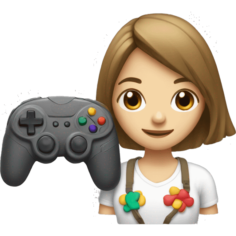 Girl and gamepad emoji