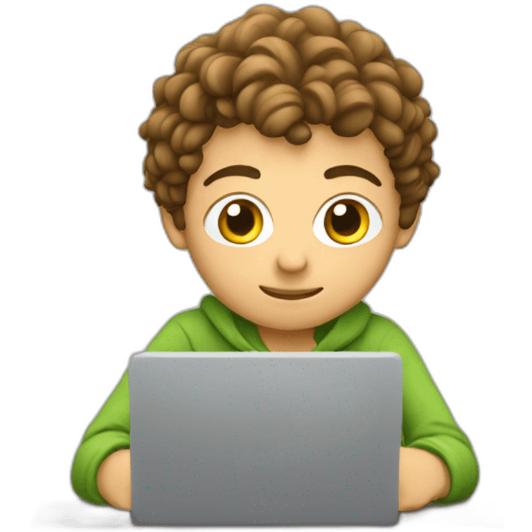 student works on his laptop emoji