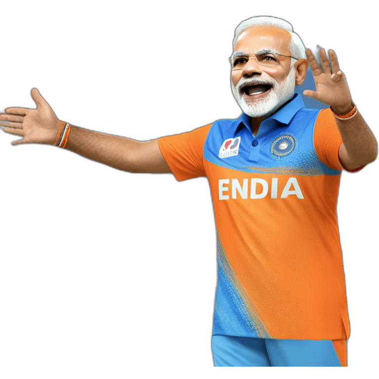 narendra modi in blue indian cricket team jersey doing cristiano ronaldo's celebration 'siuuu' emoji