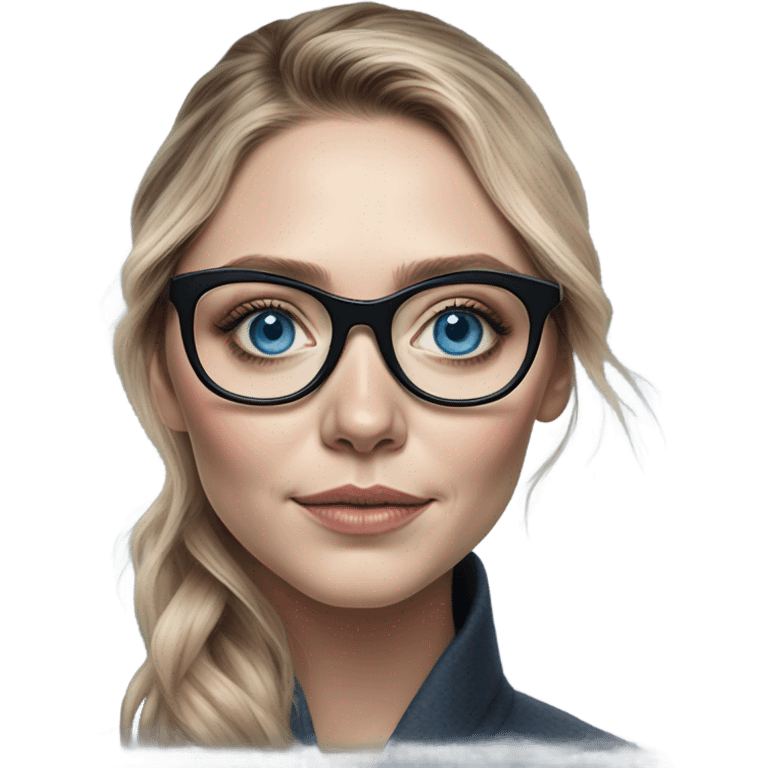 Hyper Realistic Elizabeth Olsen blue eyes wearing glasses  emoji