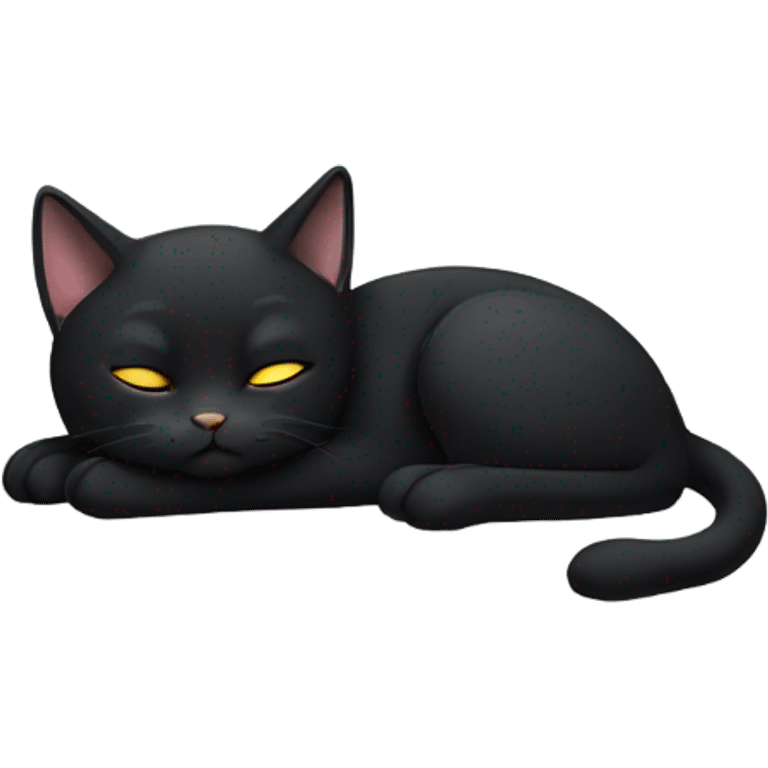 black cat curled up sleeping emoji