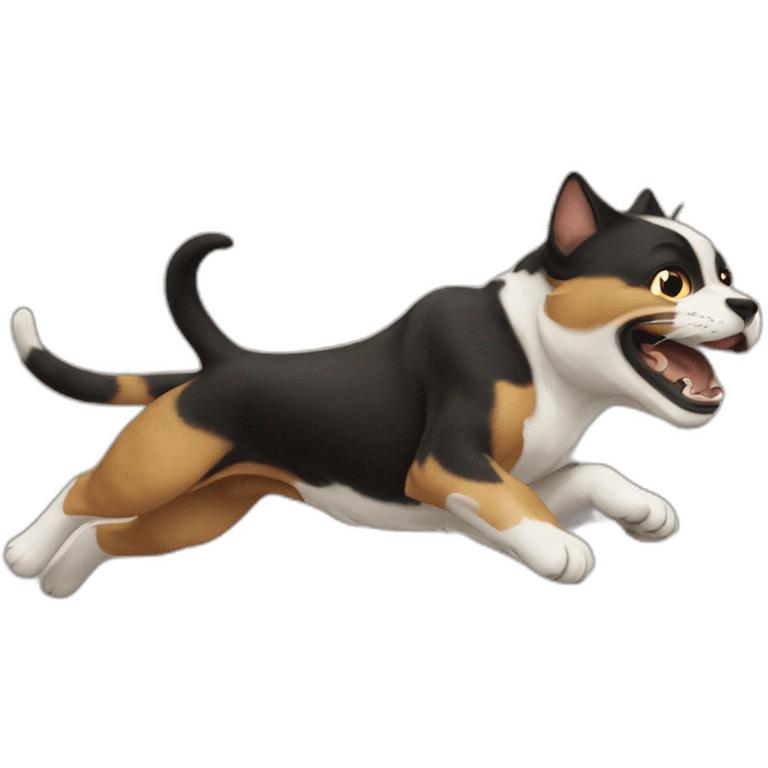 Cat chasing a dog emoji