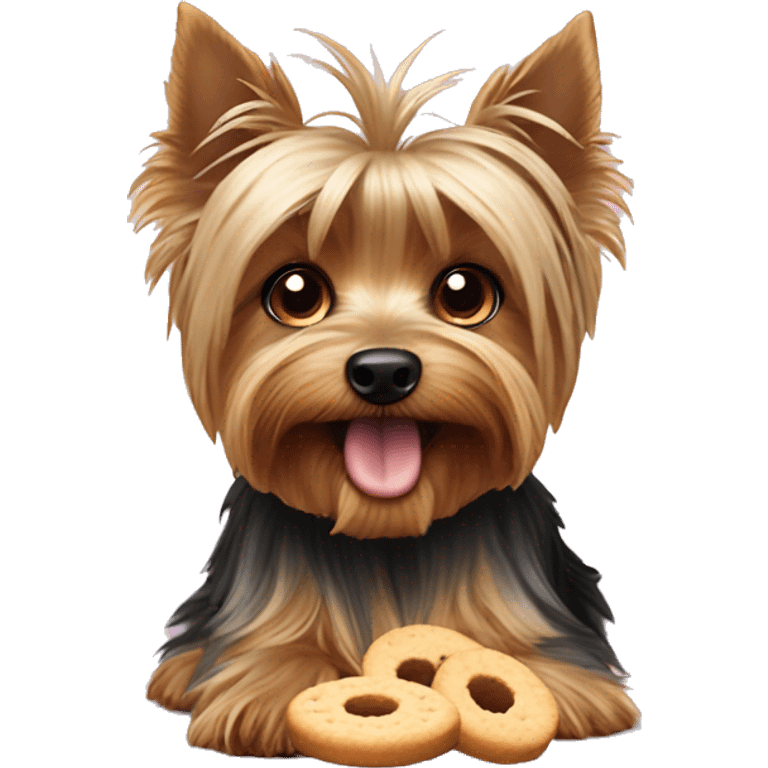 Yorkshire terrier eating biscuits  emoji