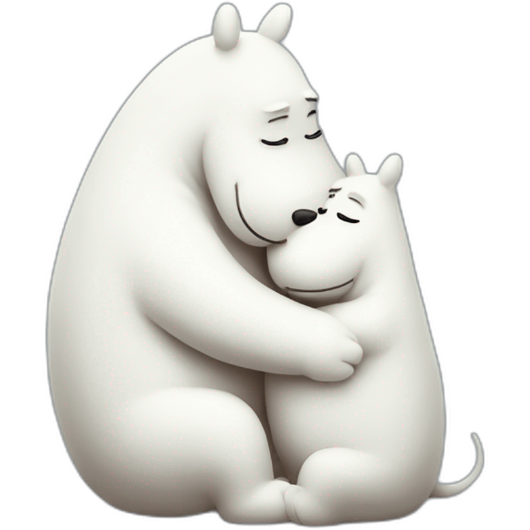 Moomintroll hugging sunfkin emoji