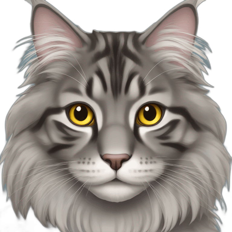 Grey maine-coon emoji