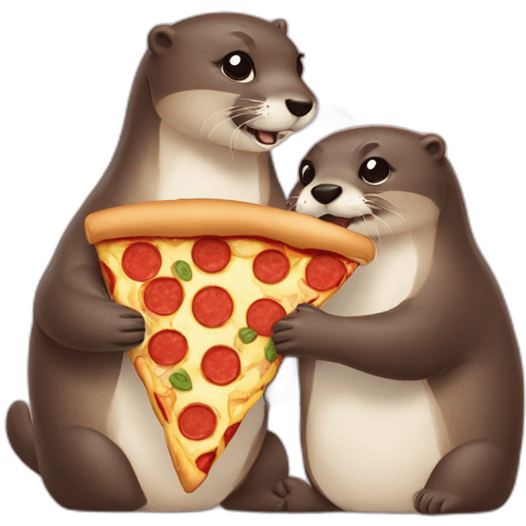 Two Otter eat pizza emoji