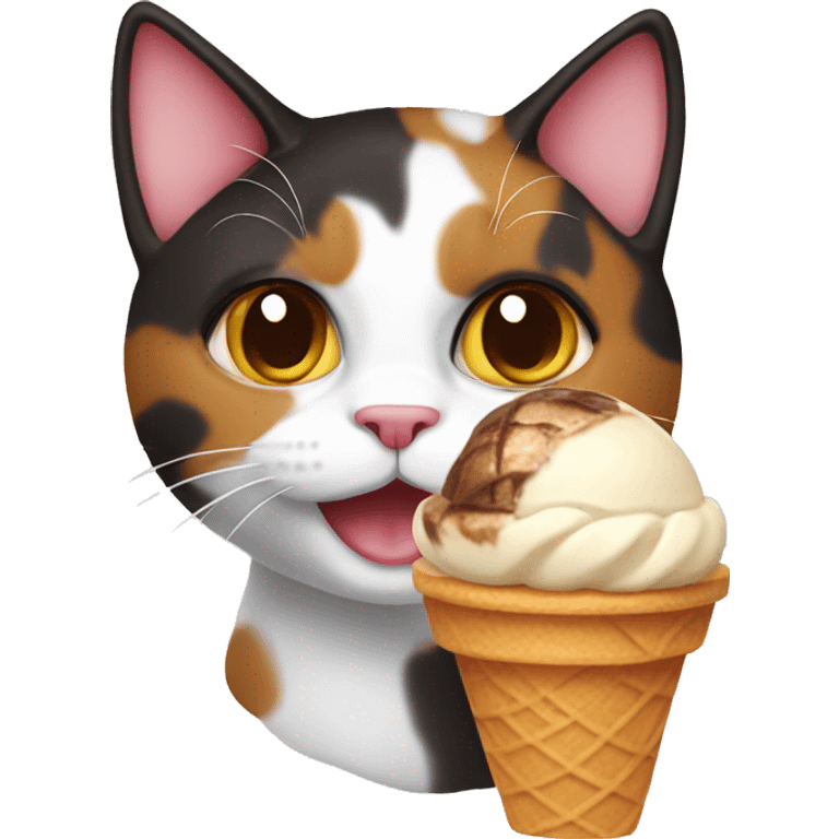 Icecream with calico cat emoji