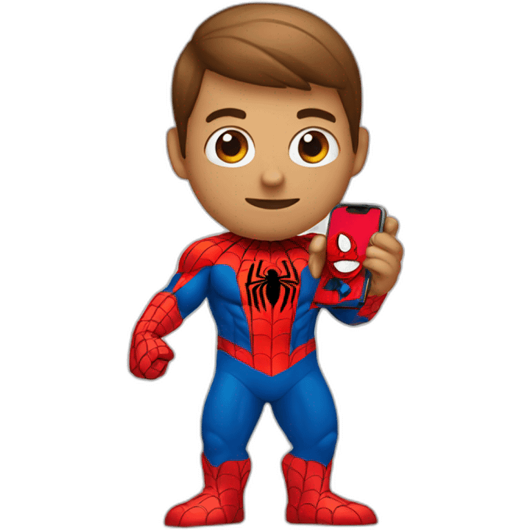 spiderman holding a phone emoji