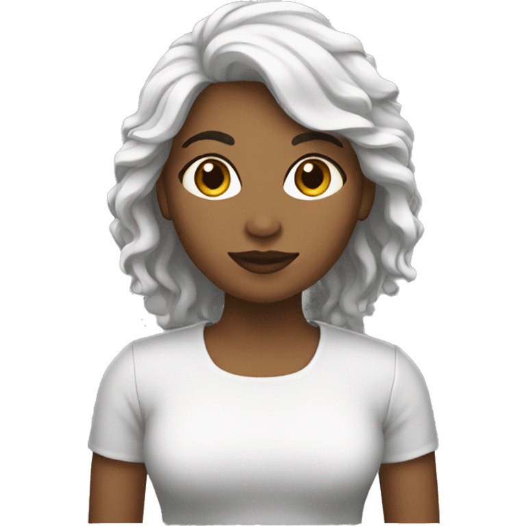 mujer blanca pelo negro emoji