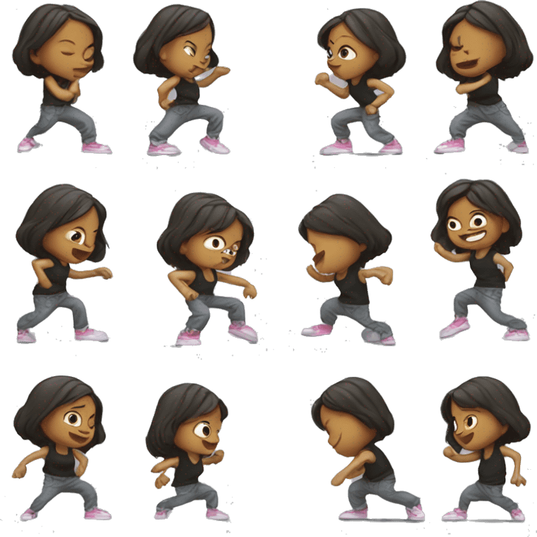 a b-girl pulling a top rock emoji