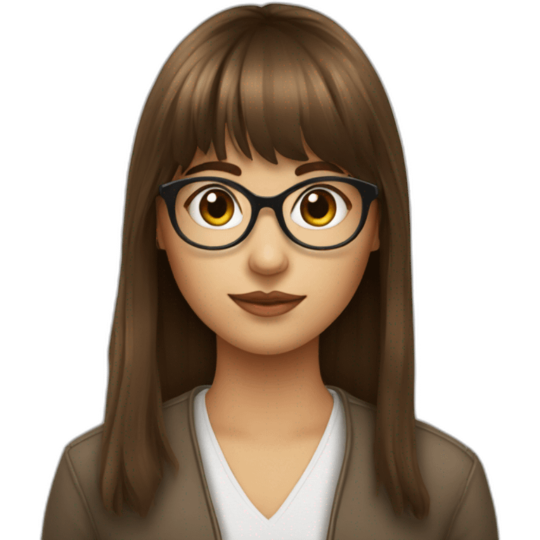 fille avec frange brune et des lunettes emoji