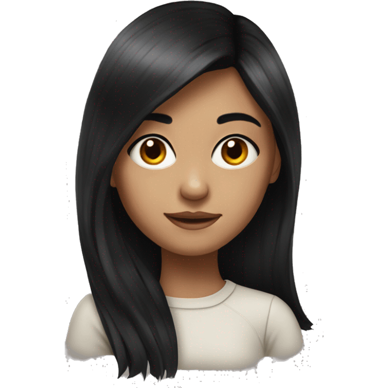 realistic portrait of girl with black hair  emoji