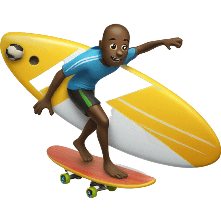 Soccer ball riding a surf board  emoji